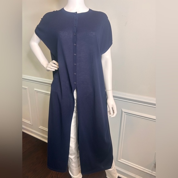 Women’s Lafayette 148 Crew Neck Midi Length Dress, Navy Blue, Size Large, - Picture 6 of 15